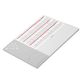 ボーリングスコアシート図とメモ |赤とグレー ノートパッド (アングル)