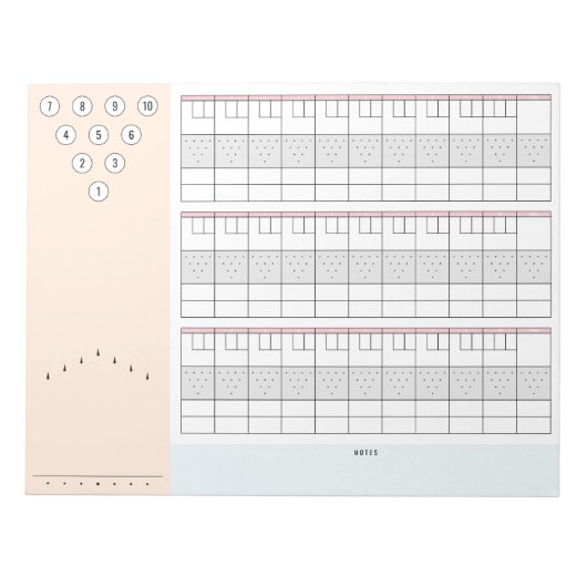 ボーリングスコアシート3ゲーム(ピンとフレームノート付き) ノートパッド (正面)