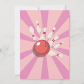 ボーリングストライクおもしろいボウルピンクガールズ誕生日 招待状 (裏面)