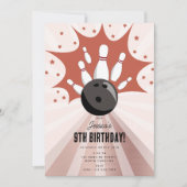 ボーリングストライクアップいくつかのおもしろい誕生日バラ金ゴールドガール 招待状 (正面)