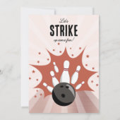 ボーリングストライクアップいくつかのおもしろい誕生日バラ金ゴールドガール 招待状 (裏面)