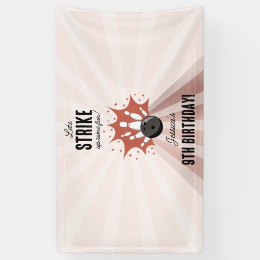 ボーリングストライクアップいくつかのおもしろい誕生日バラ金ゴールドガール 横断幕 (縦)