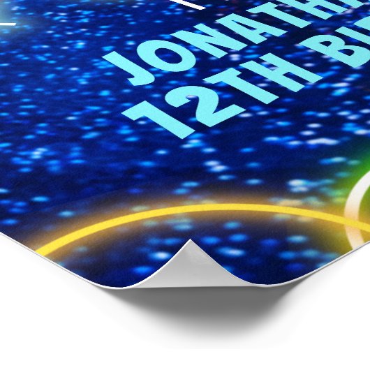 ボーリングストライクアップおもしろいネオン誕生日ウェルカムサイン ポスター (角)