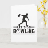 ボーリングスポーツボウリングをする人、 クリケットの投手ストライクおもしろいボウルギフトアイディア カード (黄色い花)