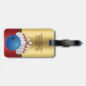 ボーリングスポーツボールとピンのパーソナライズ ラゲッジタグ (裏面横)