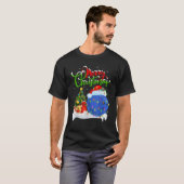 ボーリングスポーツラバークリスマスデコレーションサンタボーリング Tシャツ (正面フル)