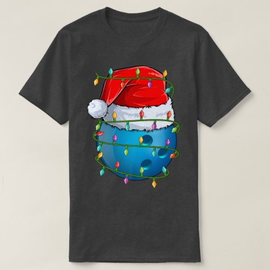 ボーリングスポーツ愛好家クリスマスライトボーリングボールChri Tシャツ (デザイン正面)