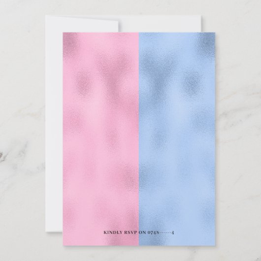 ボーリングスポーツ青とピンクの性別がパーティーを明かす 招待状 (裏面)