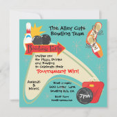ボーリングチームリーグパーティの招待状カード 招待状 (正面)