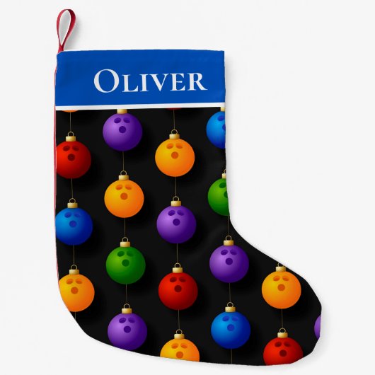 ボーリングテンピンクリスマスホリデーデコレーション名 スモールクリスマスストッキング (正面)