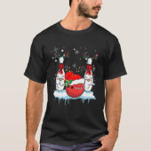 ボーリングトナディアサンタハットクリスマスボーリング愛好家 Tシャツ (正面)