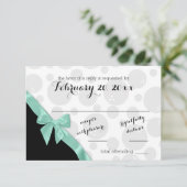 ボーリングドットとミントグリーンボウ応答カード 出欠カード (スタンド正面)