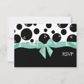 ボーリングドットとミントグリーンボウ応答カード 出欠カード (裏面)