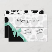 ボーリングドットとミントグリーンボウ応答カード 出欠カード (正面/裏面)