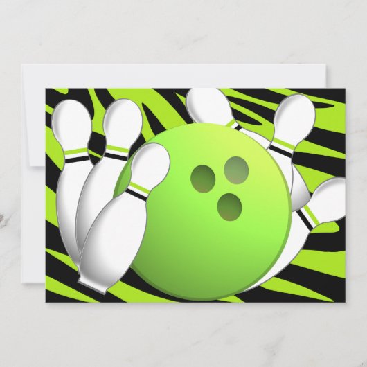 ボーリングネオングリーンとゼブラ 招待状 (正面)
