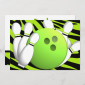 ボーリングネオングリーンとゼブラ 招待状 (正面/裏面)