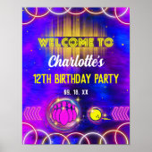 ボーリングネオングローパープルバースデーパーティーへようこそ ポスター (正面)
