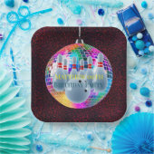 ボーリングネオンディスコボールグリッター誕生日パーティー ペーパープレート (パーティー)