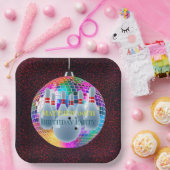 ボーリングネオンディスコボールグリッター誕生日パーティー ペーパープレート (パーティー)