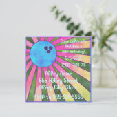 ボーリングバースデカラフルーパーティ招待状レトロ80s 招待状 (スタンド正面)