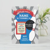 ボーリングバースデーパーティテンピンボーイズガールズ招待状 招待状 (スタンド正面)