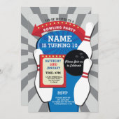 ボーリングバースデーパーティテンピンボーイズガールズ招待状 招待状 (正面/裏面)