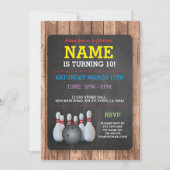 ボーリングバースデーパーティーテンピンボーイズガールズ招待状 招待状 (正面)