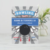 ボーリングバースデーパーティーテンピンボーイズガールズ招待状 招待状 (スタンド正面)