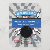 ボーリングバースデーパーティーテンピンボーイズガールズ招待状 招待状 (正面/裏面)