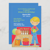 ボーリングバースデーパーティーフラット招待状 招待状 (正面/裏面)