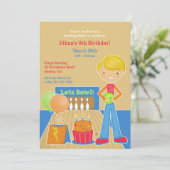 ボーリングバースデーパーティーフラット招待状 招待状 (スタンド正面)