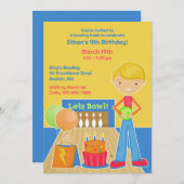 ボーリングバースデーパーティーフラット招待状 招待状 (正面/裏面)