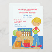 ボーリングバースデーパーティーフラット招待状 招待状 (正面/裏面)