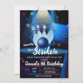 ボーリングバースデーパーティーレトロネオン 招待状 (正面)