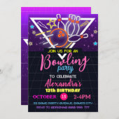 ボーリングバースデーパーティー,ストライクネオンパーティー 招待状 (正面/裏面)