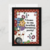 ボーリングバースデーパーティ招待状 インビテーションポストカード (正面/裏面)