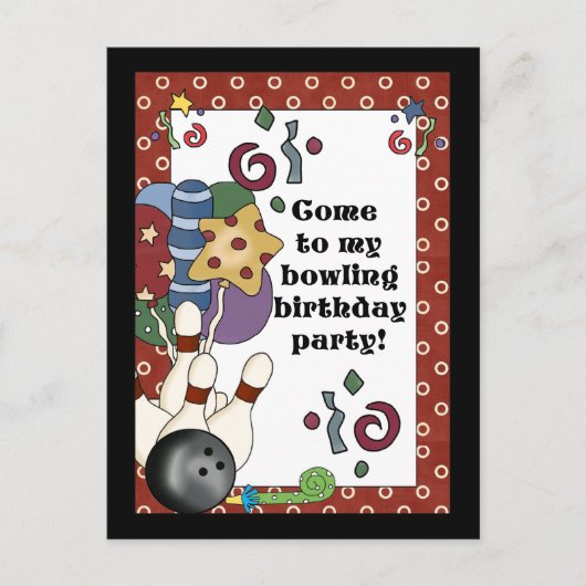 ボーリングバースデーパーティ招待状 インビテーションポストカード (正面)