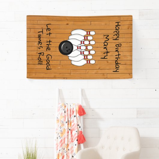 ボーリングパーソナライズされたをテーマにしたハッピーバースデー 横断幕 (インサイチュ)