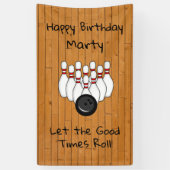 ボーリングパーソナライズされたをテーマにしたハッピーバースデー 横断幕 (縦)