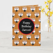 ボーリングパーソナライズされたをテーマにした誕生日 カード (黄色い花)