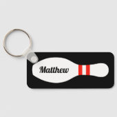 ボーリングパーソナライズされたピンキーチェーンボウリングをする人、 クリケットの投手 キーホルダー (裏面)