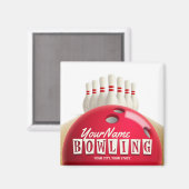 ボーリングパーソナライズされたボールレーンピンレトロリーグ マグネット (正面/裏面)
