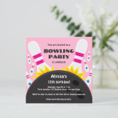 ボーリングパーティの招待状とボウリングボール、ピンク 招待状 (スタンド正面)