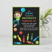 ボーリングパーティの招待状ハッピーバースデー招待状ボーイ 招待状 (スタンド正面)