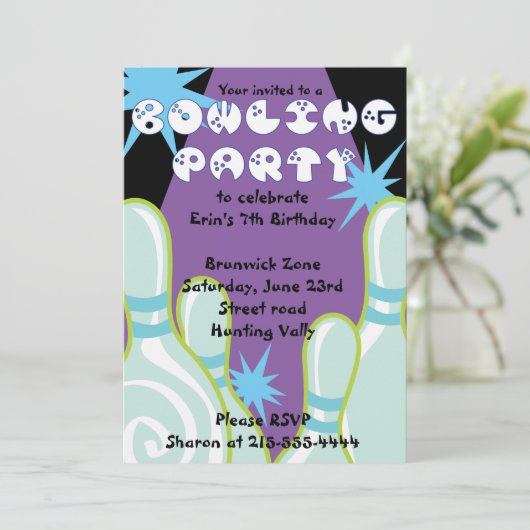ボーリングパーティの招待状ハッピーバースデー招待状ボーイ 招待状 (スタンド正面)