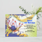 ボーリングパーティの招待状ハッピーバースデー招待状 招待状 (スタンド正面)