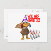 ボーリングパーティの招待状 インビテーションポストカード (正面/裏面)