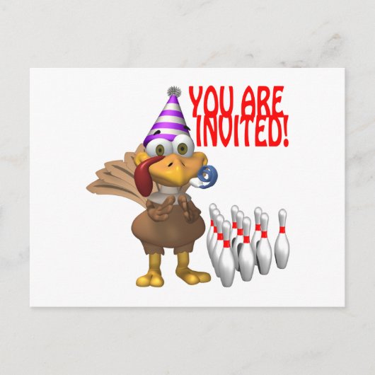 ボーリングパーティの招待状 インビテーションポストカード (正面)
