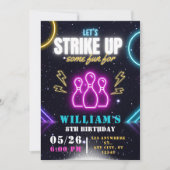 ボーリングパーティの招待状、ボーイボーリング誕生日 招待状 (正面)