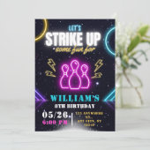 ボーリングパーティの招待状、ボーイボーリング誕生日 招待状 (スタンド正面)